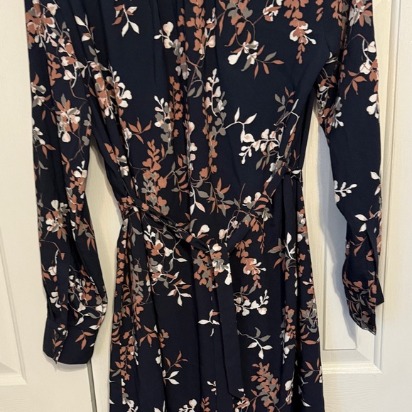 LOFT Navy Floral Long Sleeve Dress - Picture 9 of 10
